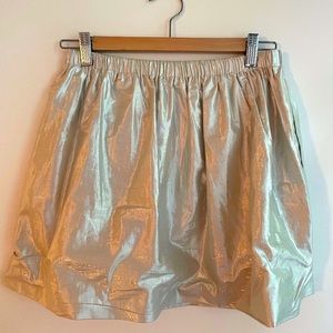 MAJE mini metallic skater skirt